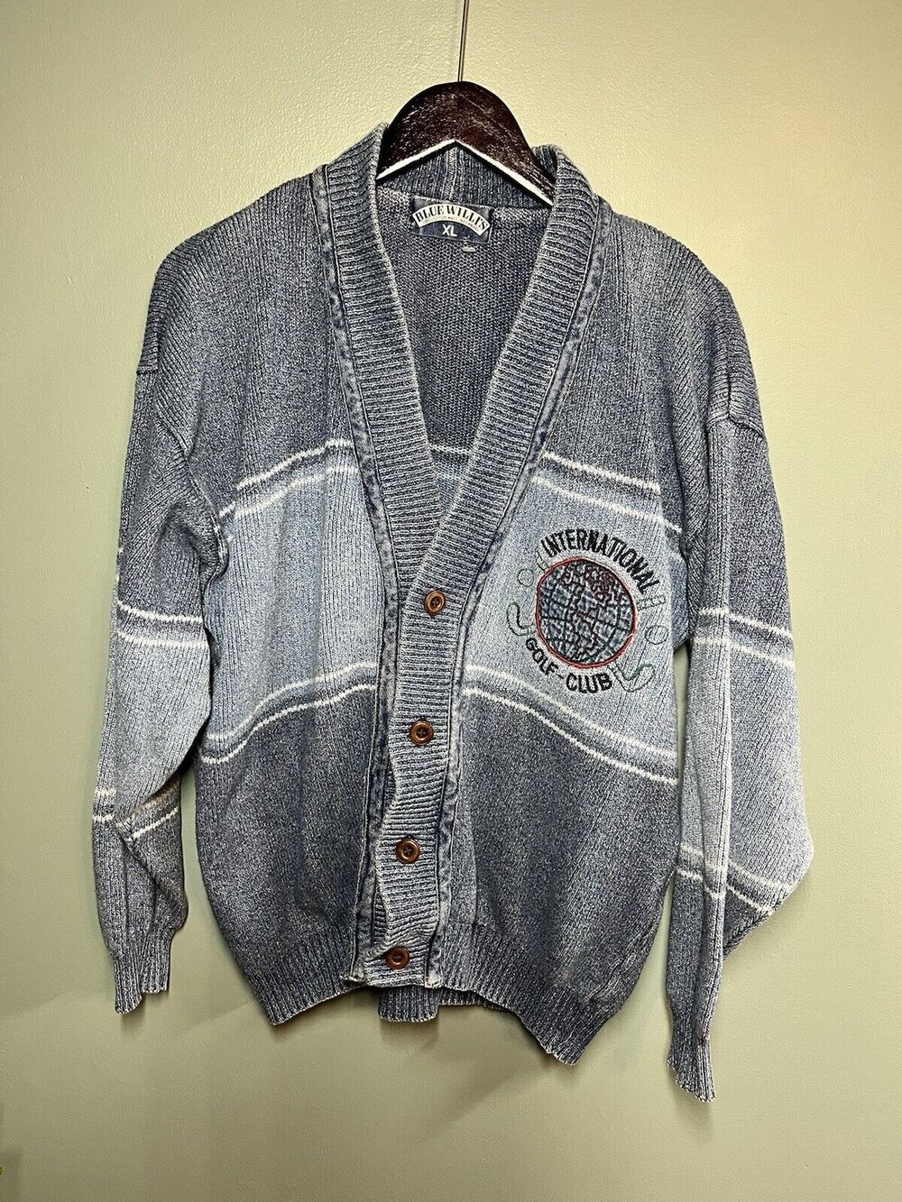 Vintage Blue Willi’s International Golf Club Button Cardigan Sweater XL
